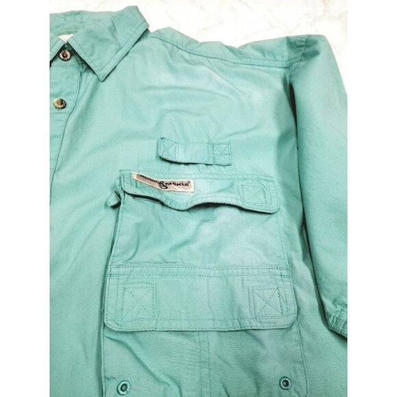 Hook and Tackle Mens fishing shirt XL Aqua Hi-Tech Fishing Shirt Vented-Pockets - Picture 3 of 16